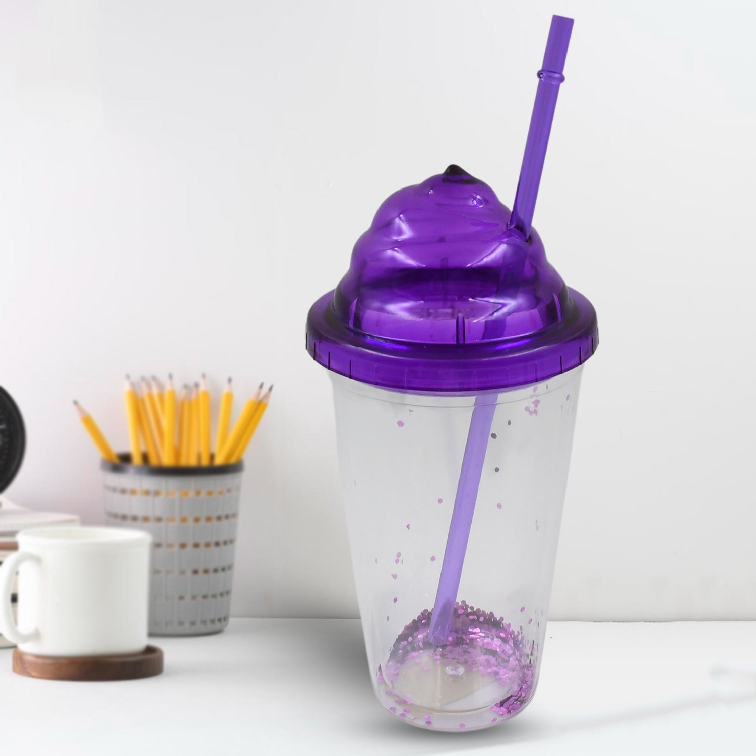 High Quality Plastic Creative Cold Drink Cup / Tumble, Reusable Tea Coffee Tumbler with Lid and Straw, Double Wall Plastic Drinking Sport Bottle, Travel Tumbler (1 Pc / Mix Color) High Quality Plastic Creative Cold Drink Cup / Tumble, Reusable Tea Coffee Tumbler with Lid and Straw, Double Wall Plastic Drinking Sport Bottle, Travel Tumbler (1 Pc / Mix Color)